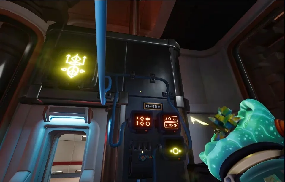 We Were Here Tomorrow yellow combined glyph target with arrows, diamonds and circles above two rule panels