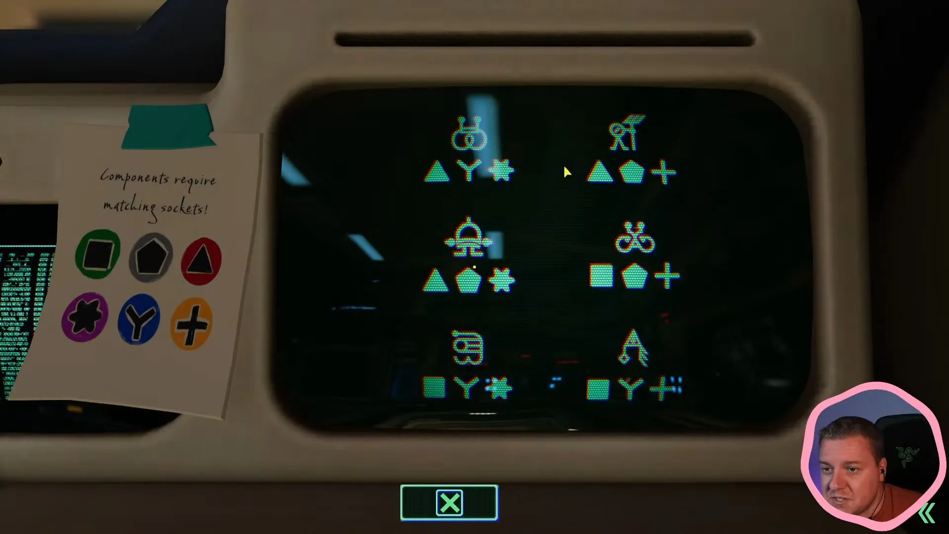 Component illustrations and shapes on a monitor