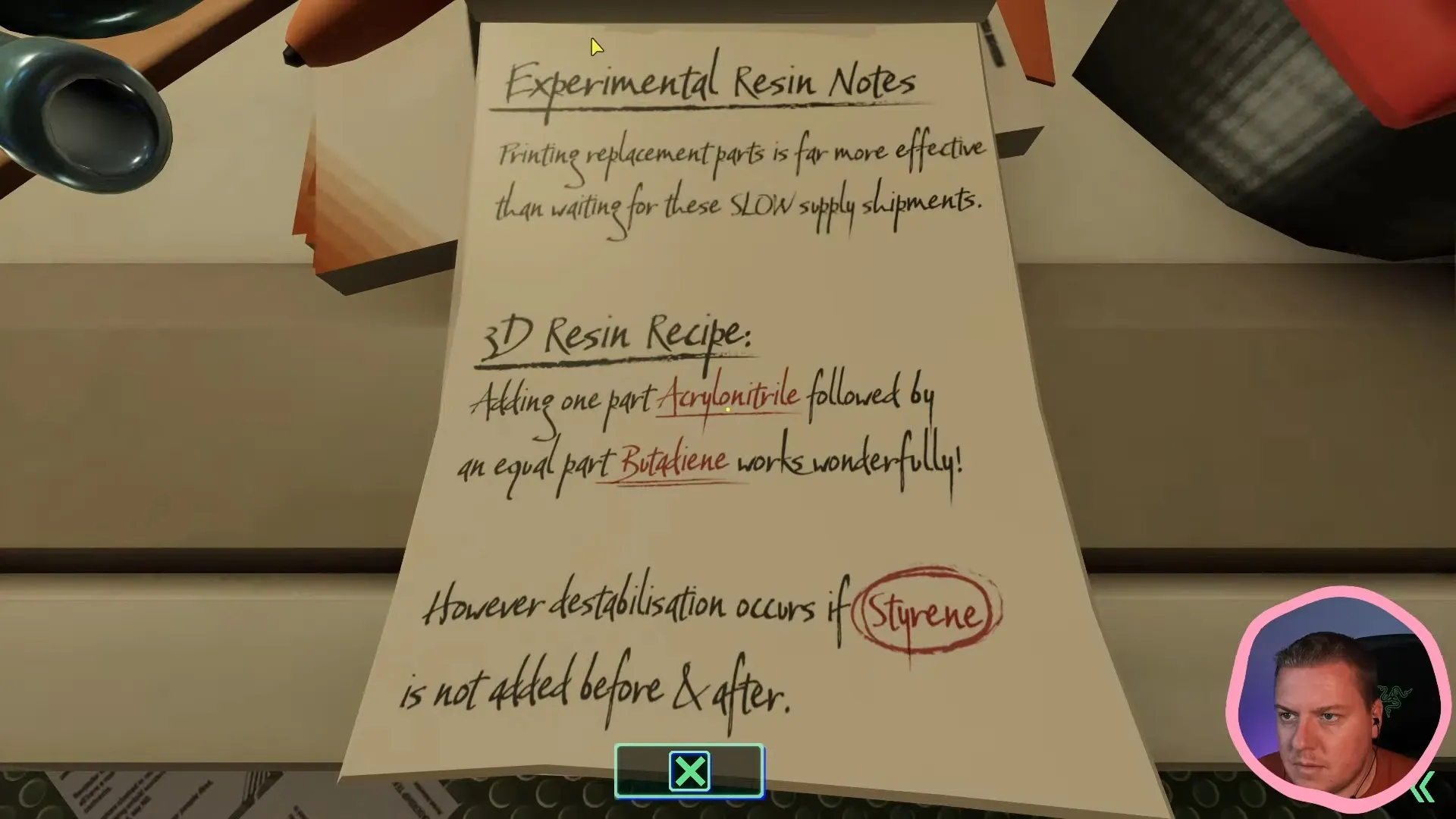 Experimental resin notes