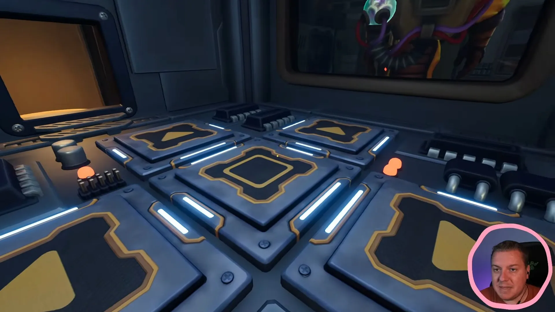 Printer controls: four arrow pads around a center button
