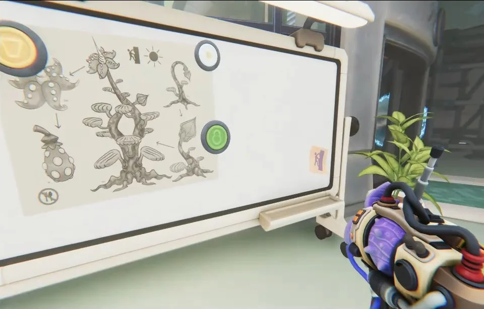 We Were Here Tomorrow plant diagram board with yellow and green markers and a sun symbol
